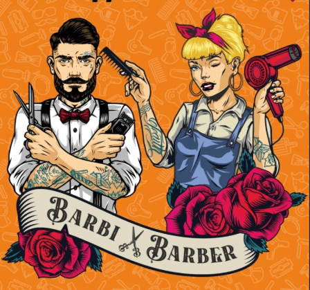 Фирменная иллюстрация Барбер и Барби